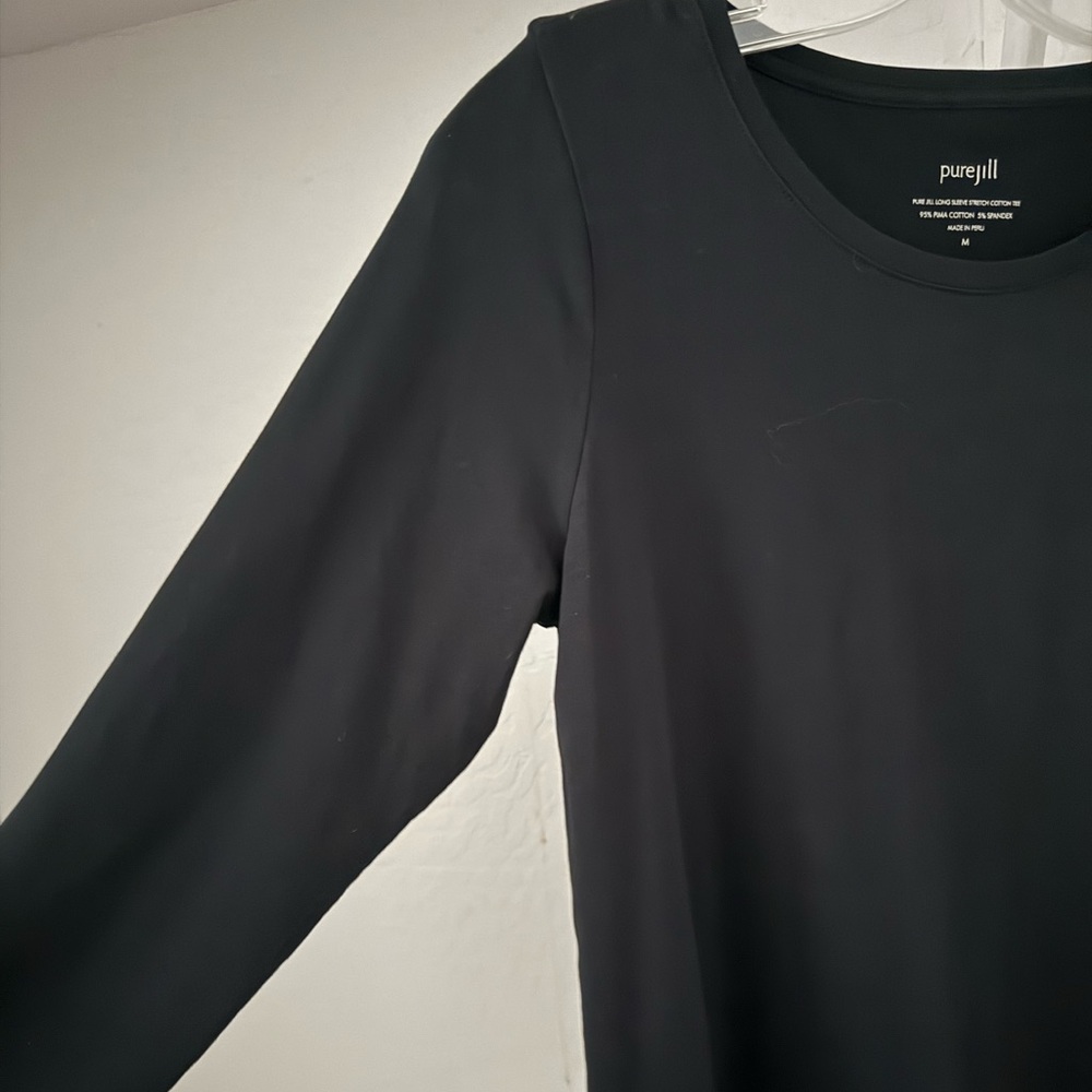 Bundle 3 for 50% off J.Jill Pure Jill Black Pima Long Sleeve Stretch Cotton Tee - Picture 3 of 5